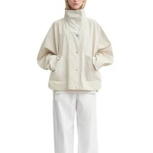 Toteme Oversized Cream High-Neck Bomber Jacket